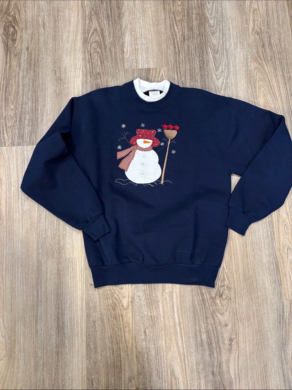 Vintage Orvis Navy Snowman Holiday Sweatshirt